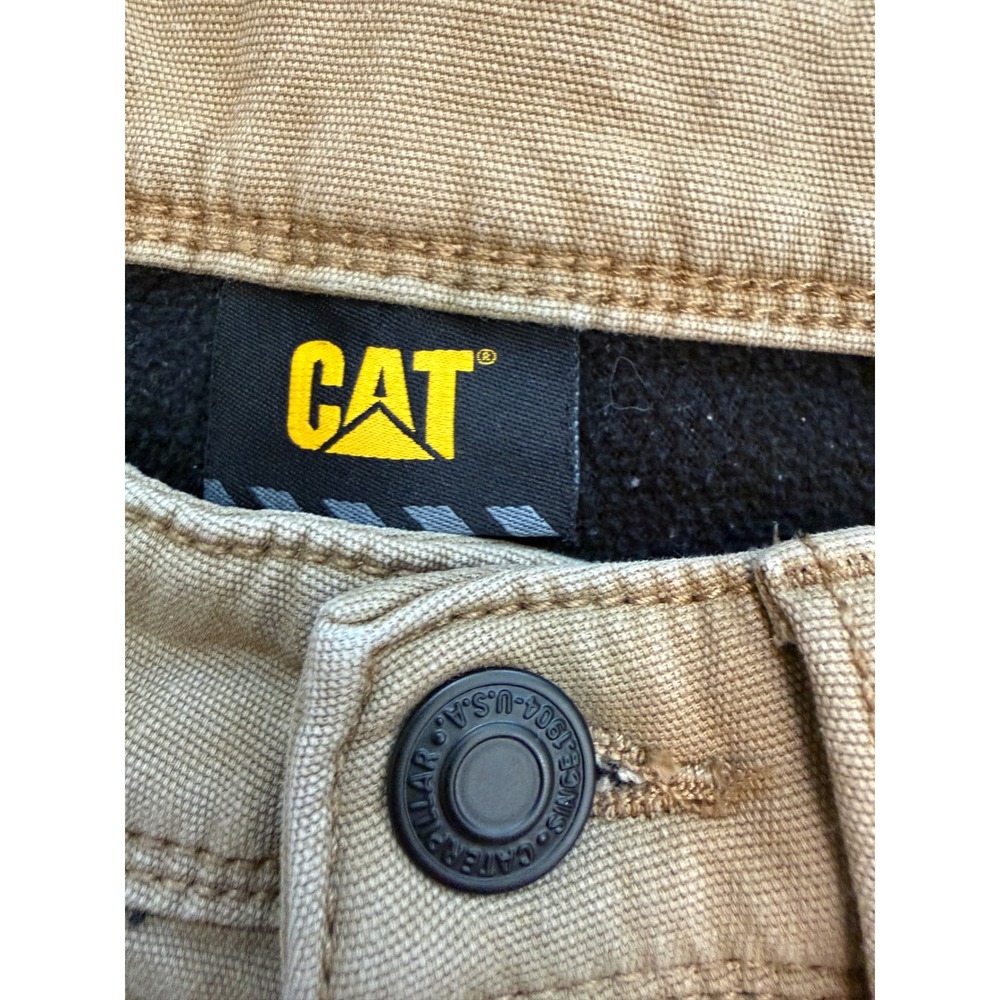 CAT Caterpillar Mens Fleece Lined Canvas Work Pants Tan 30x30 1733652